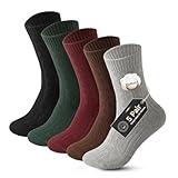 Caudblor 5 Pack Cotton Crew Sock For Women, Thick Warm Boots Socks For Winter Cold Weather, Vintage Cable Knit Socks Size 5-10, Black Grey Brown Green Red Colorful Indoor House Warm Dress Socks