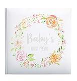 Kate & Milo Floral Baby's First Year Memory Book, Baby Milestones Photo Album, Trendy Baby Girl Gift 9x9x0.5 Inch (Pack of 1)