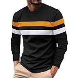 Today 5 Pm - 10 Pm Long Sleeve T Shirt Men Crewneck Fall Workout Shirts Mens Fashion Stripes Casual Tops Regular Fit Athletic Pullover Camisa para Hombre de de Cuello