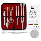 DEXSUR 7pc Diagnostic Percussion Set - Comprehensive Kit for Accurate Reflex Testing and Examinations, Includes Tuning Fork, Hammers, Pinwheel, Pupil Gauge Penlight, and EMT Scissors