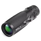 Koly BAK-4 Prism 10X25 Monocular Telescope, Compact Weather Resistant Scope with Snake Skin Grip, Designed for Bird Watching, Hiking, Hunting, Archery, and More, 10X Magnification, Black