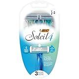 BIC Soleil Comfort 4-Blade Disposable Razors for Women Sensitive Skin Razor for a Smooth and Close Shave, 3 Piece Razor Set