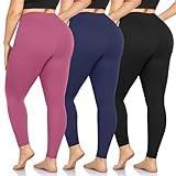 we fleece 3 Pack Plus Size Leggings for Women -Stretchy X-Large-4X Tummy Control High Waist Spandex Workout Yoga Pants