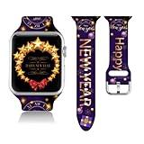 Compatible With Merry Christmas And Happy New Year-1 Apple Watch 38/40/41/42/44/45mm For Women Men,Soft Silicone Xmas Gifts Decorations Replacement Wristband Band For Iwatch Series 7 6 5 4 3 2 1 SE.42mm/44mm/45mm