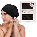 Kitsch Satin Lined Beanie - Softer than Silk Bonnet For Sleeping Women, Breathable Hair Cover for Sleeping, Slouchy Beanie, Bonnets for Women, Hair Wrap, Reduce Breakage for Freez-free Hairs - Black