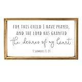 VILIGHT Wood Nursery Wall Decor for Girl and Boy - New Mom Gifts Framed Rustic Signs for Kids - For This Child, I Have Prayed - 16x8.6 Inches