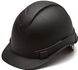 Pyramex Safety Ridgeline Cap Style Hard Hat, Vented, 4-Point Ratchet Suspension, Black Graphite Pattern (HP44117V)