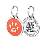 Pet Dwelling Premium Pet ID Tag for Dogs and Cats: Easy Scan QR Code, Instant Online Pet Profile Access, & Scan Location Alerts(Orange Paw)