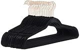 Amazon Basics Slim, Velvet, Non-Slip Sturdy Suit Clothes Hangers, Pack of 30, Black/Rose Gold