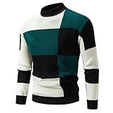 Mens Pullover Fall Crewneck Sweaters Warm Fashion Color Block Sweater Winter Sweater Classic Knit Sweaters