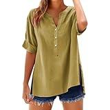 Short Sleeve Shirts for Women Deals+of+The+Day Today+Lightning+Deals+Prime+Warehouse+Open+Box+Return+Clearance+Items+amaon Linen Shirts for Women 2025 Summer Cotton Short Sleeve Blouses Yellow Large