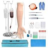 MedEduQuest Intravenous Practice Arm Kit with 30 Injection Spots for ID, IV Training, Phlebotomy Practice Kit for Nursing Student with Portable Case（Education Use Only）