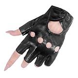 Ammiko Fingerless Gloves for Women PU Faux Leather Driving Cycling Punk Cosplay Costume Halloween Performance Teens Hole Gloves