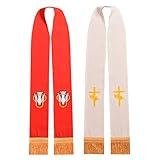 BLESSUME Clergy Church Stole Mass Reversible Stole with Gold Tassels