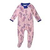 HonestBaby Sleep and Play Footed Pajamas One-Piece Sleeper Jumpsuit Zip-Front Pjs Organic Cotton for Baby Girls, Unisex, Sea Horse, 6-9 Months