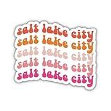 Salt Lake City Utah Retro Travel Sticker, Multiple Colors, Vinyl Laptop, Water Bottle, Planner Journal Sticker, Places I've Been, Luggage Decal (Summer)