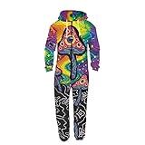 Coloranimal Hippie Mushroom Jumpsuit with Pocket for Adult Colorful Tie Dye Mushroom Onesie Pajama One-Piece Active Novelty Tracksuit for Women and Men