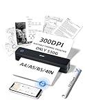 Portable Thermal Printer for Travel - 300DPI Mobile Inkless Printers, Wireless Small Printer for Home Use, Office, Vehicles, Bluetooth Printers Supports 8.5" x 11" US Letter & A4 & A5 Size, Black