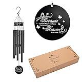 Memorial Wind Chimes for Loss of Loved One Bereavement Sympathy Gift Outdoor Large Butterfly Chimes with for Patio Garden Porch Yard Black
