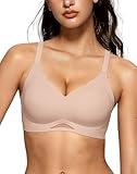 OEAK Womens Wireless Bras Scalloped Push Up Bralettes No Underwire Supportive Tshirt Bra Seamless Comfortable Everyday Bras L Nude