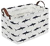 Sanjiaofen Rectangular Baby Shark Basket,Shark Basket for Kids,Collapsible Toy Organizer Bin with Handles for Clothes Storage, Kid's Toy Box,Book Bag (Sharks)