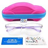 SEEAFUN Blue Light Glasses for Kids Girls Boys with Cute Car Case, UV400 Protection, Anti Blue Ray Age3-12