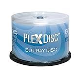 PlexDisc 633-214 25 GB 6X Blu-ray White Inkjet Printable Single Layer Recordable BD-R, 50pk Cake Box, 50 Discs