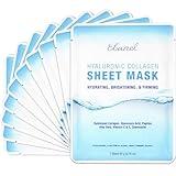 Ebanel 10 Pack Collagen Peptide Hydrating Face Masks, Instant Brightening Firming Anti Aging Face Sheet Masks, Moisturizing Spa Facial Mask Skincare with Hyaluronic Acid, Vitamin C, Chamomile, Aloe