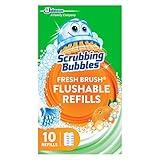 Scrubbing Bubbles Flushable Toilet Bowl Wand Cleaner Refills, Fresh Brush Cleaner Toilet Refill Pads, Removes Limescale & Odors, Citrus Scent, 10 Count (Pack of 1)