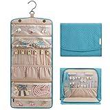 BAGSMART Travel Hanging Jewelry Organizer Case Foldable Jewelry Roll with Hanger for Journey-Rings, Necklaces, Bracelets, Earrings, Teal