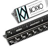 NOKKO 12 Inch Architectural Scale Ruler - Imperial Measurements, Professional Aluminum Drafting Tools for Architects, Engineers, Interior Designers, Students, and DIY Projects - Architecture Supplies