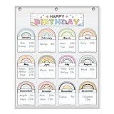 amzoya Classroom Birthday Pocket Chart, Rainbow Classroom Birthday Display, Student Birthday Tracker,Classroom Decor (White)