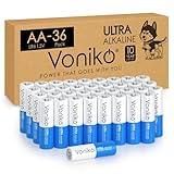 Voniko - Premium Grade AA Batteries - 36 Pack - Alkaline Double A Battery - Ultra Long-Lasting, Leakproof 1.5v Batteries - 10-Year Shelf Life