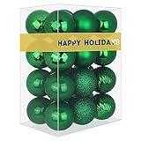 Emerald Green 2.5" Christmas Balls Christmas Tree Decoration Ornaments Shatterproof Hanging Balls for Birthday Halloween Holiday Wedding Decorations Set of 24pcs