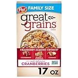 Post Great Grains Cranberry Almond Crunch Cereal, Cereal with Dried Cranberries and Almonds, Non-GMO Project Verified, 17 OZ Box