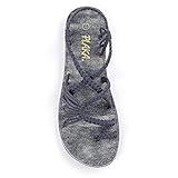 Plaka Palm Leaf Flat Summer Sandals for Women | Perfect for the Beach Walking & Dressy Occasions | Anchor Gray | Size 6