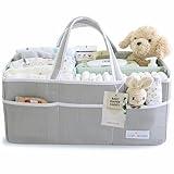 Lily Miles Baby Diaper Caddy - Organizer Tote for Infant Boy or Girl - Baby Shower Basket - Nursery Must Haves - Registry Favorites - Newborn Caddie Car Travel - Gray/Mint, Extra Large