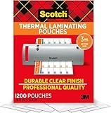 Scotch Thermal Laminating Pouches, 3 Mil Letter Size Laminating Sheets, 8.9 x 11.4 Inches, Education Supplies & Craft Supplies, for Use with Thermal Laminators, 200/Pack, 6 Packs, 1200 Total Pouches
