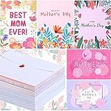 TaoBary 100 Pcs Happy Mother's Day Cards Assorted Blank Mother's Day Greeting Cards Notecards Bulk Floral Small Note Card with Envelopes and Stickers for Mom Present Birthday, 4 x 6 Inch, 10 Designs