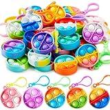 JOYIN Round Pop Fidget Keychain 30 Pack Pop Fidget Toys Bulk Party Favors for Kids 4-8,8-12 Years, Goodie Bags Stuffers Back to School Gifts for Students Classroom Prizes Birthday Sensory Toys