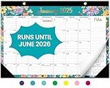 Desk Calendar 2025, 18 Months Calendar Runs from January 2025 to June 2026 - Large 17" x 12" Desktop/Wall Monthly Calendar for Home School, or Office - 2025 New Edition, Floral Pattern