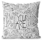 Throw Pillows for Kids,Kids Throw Pillow Covers 18x18,Lounge Pillows for Kids,You are Brave,You are Smart Pillows Covers,Encouragement Gifts for Women Kid Girls，Mental Health Gifts (White)