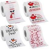 Funrous 4 Rolls Funny Christmas Toilet Paper Xmas White Elephant Gag Gift Christmas Jokes Bathroom Tissue Decor Funny Toilet Papers for Xmas Party Decorations Favors Novelty Holiday Gag Supplies