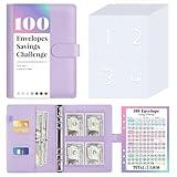 Sooez 100 Envelopes Money Saving Challenge, Savings Challenges Book with Envelopes & Challenge Tracker, Motivational Process to Save $5050, Money Saving Binder 100 Pocket Pre-numbered, Christmas Gifts
