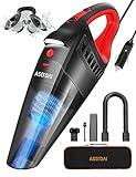 AstroAI Car Vacuum Cleaner, Portable Handheld Vacuum and Car Accessories, 16.4 Ft Cord-12V DC Power, LED Light, w/3 Attachments，Auto Accessories Kit for Interior Detailing for Quick Cleaning (Red)