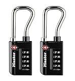 Master Lock Black Set Your Own Combination TSA Approved Luggage Lock, Travel Padlocks for Suitcases, Backpacks, Bags, 2 Pack, 4696T