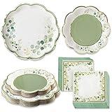 Kate Aspen Sage Green Party Decorations, Eucalyptus Floral Botanical Garden 62 Piece Plates and Napkins Party Supplies (16 Guests) Greenery Baby Shower Decorations & Bridal Shower Decor