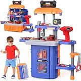 FunMission Kids Tool Bench Set 3 in 1, Toddler Tool Set, Kids Workbench with Realistic Toy Tool Box ＆ Electronic Toy Drill, Transformable Toddler Tool Bench, Toy Tool Set Present for Kids Ages 3+