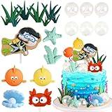Knana 21Pcs Under the Sea Cake Toppers Ocean Animal Cake Decorations Diving Cake Topper for Ocean Themed Baby Shower Party Supplies