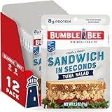 Bumble Bee Sandwich in Seconds Tuna Salad, 2.5 oz Pouches (Pack of 12) - Ready to Eat - Wild Caught Tuna Packet - 8g Protein per Serving - Gluten Free